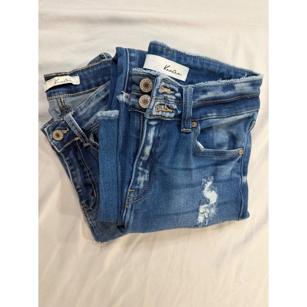 KanCan High Rise Skinny Jeans Bundle 2 Pairs Distressed Medium Wash Size 5/26